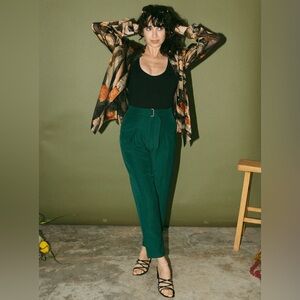 Funky Orange Floral Embroidered Retro Button Down